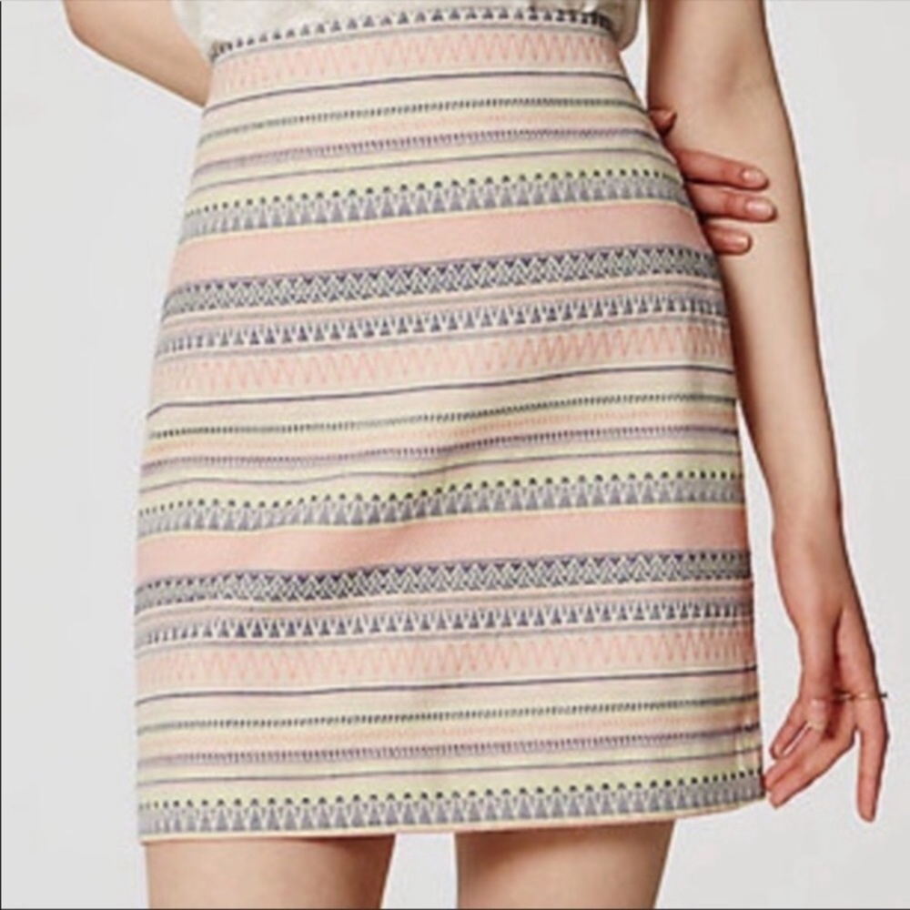 LOFT Pink & Cream Striped Mini Skirt